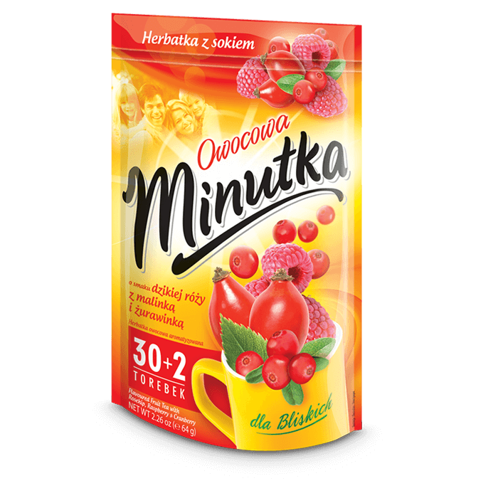 

Фруктовый чай Minutka с шиповником, малиной и клюквой 64г (30+2пак.) zip 10шт/ящ