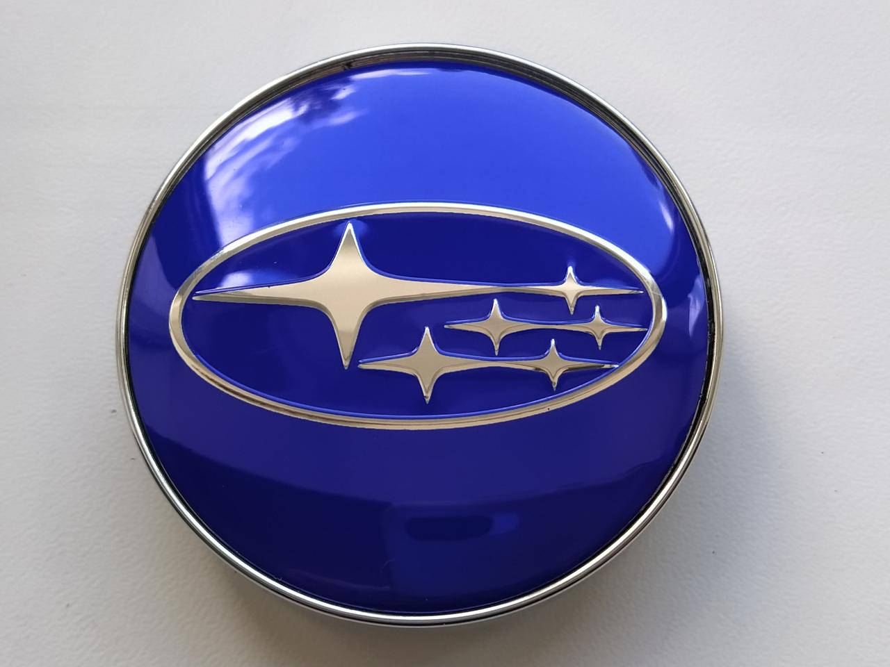 

Колпачки заглушки в литые диски Subaru 60/56/10 мм. Синие Хром