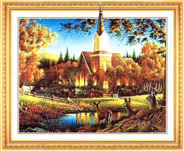 

50*40см 5D Олени у пруда, алмазная живопись, полная выкладка