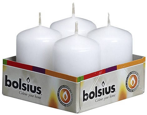 

Свеча цилиндр белая bolsius 4х6 см 4 шт sw40/60-090Б, Белый