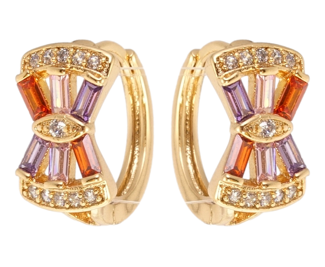 

Серьги Xuping Позолота 18K колечки "Орнамент из цветных фианитов"