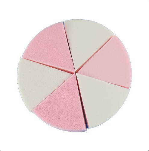 

Спонж 6 в 1 для макияжа прорезиненный треугольник розовый и белый QPI Professional QS-211-212
