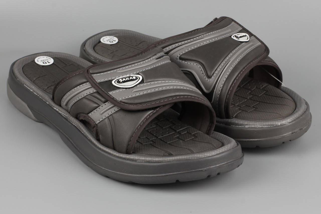 

Шлепанцы мужские на липучке серые Sahab Сахаб Размеры 12/42, Серый