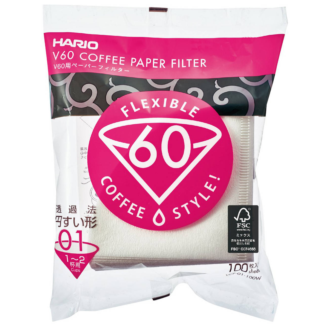 

Фильтры Hario V60 01 бумажные белые для пуровера, 100 шт VCF-01-100W, Белый