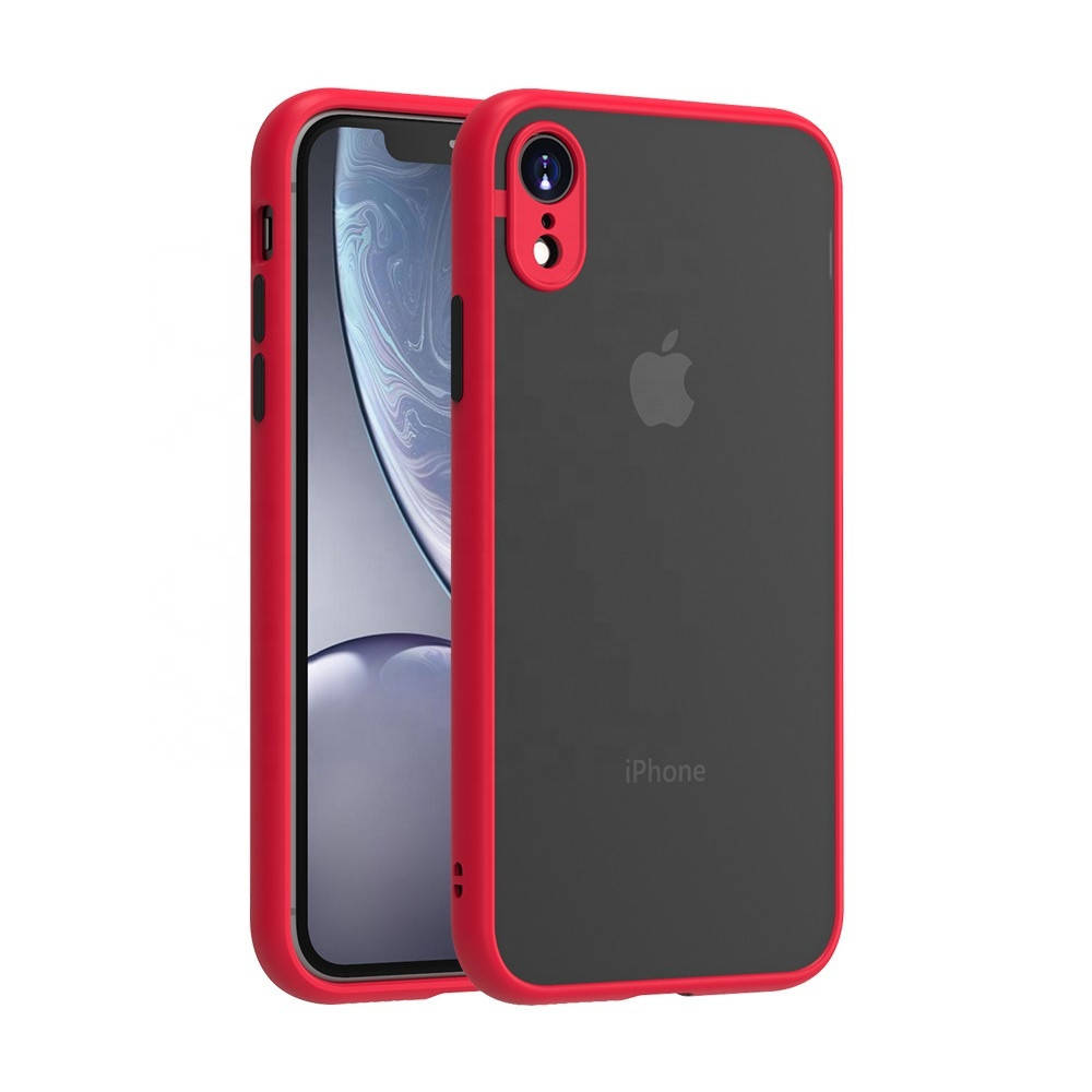 

Противоударный матовый чехол для iPhone Xr красный бампер защита камеры