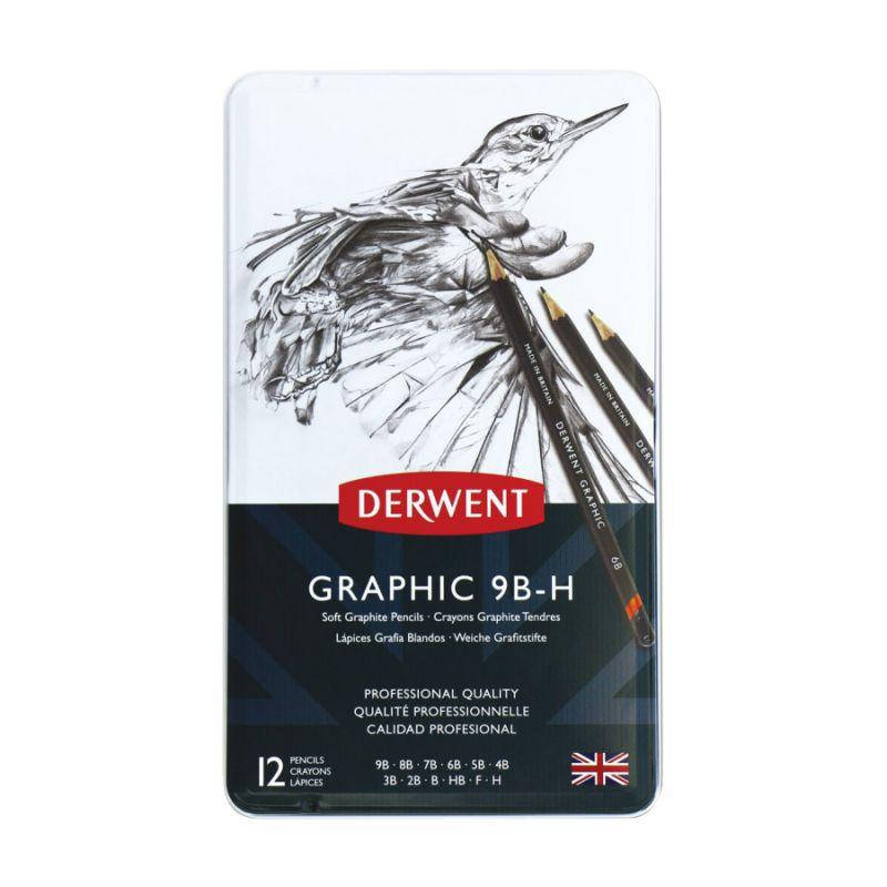 

Набор графитных карандашей Graphic Sketching Soft в мет.кообке 12шт.(мягкие) от 9B до H, Derwent