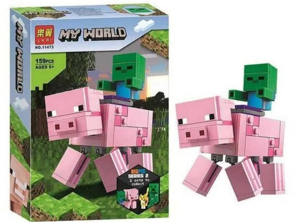 

Блочный Конструктор Bela My World - Зомби на свинке (159 деталей) 11473