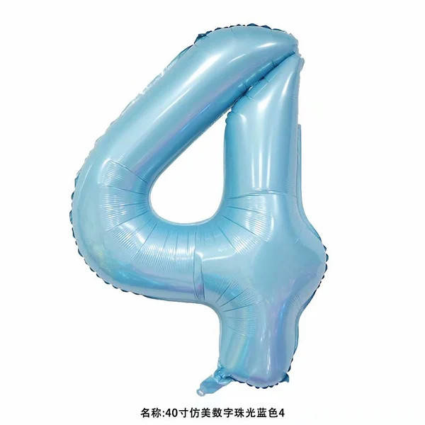 

Фольгированная цифра 4 нежно голубая 100 см, Голубой