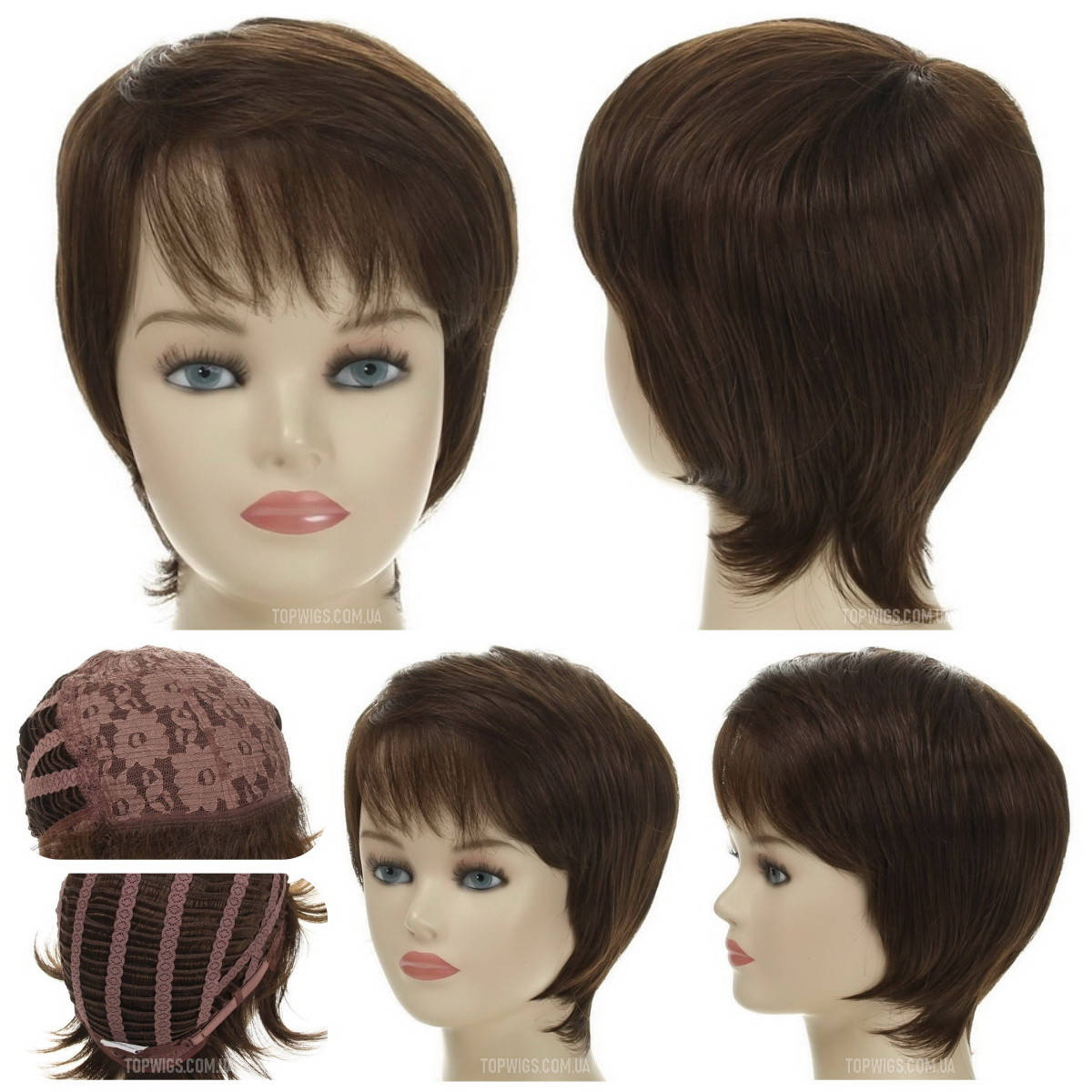 

Женский парик короткий стрижка из термоволос 180℃ Kristina AT цвет русый