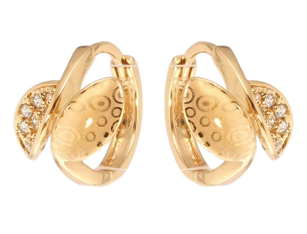 

Серьги Xuping Позолота 18K колечки "Листики с узором напылением и цирконием"