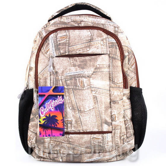 

Рюкзак школьный California "S" Коричневий джинс, 38х28х11см., Коричневый
