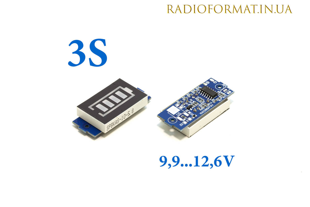 

Индикатор уровня заряда Li-ion батареи 3S 18650, СИНИЙ