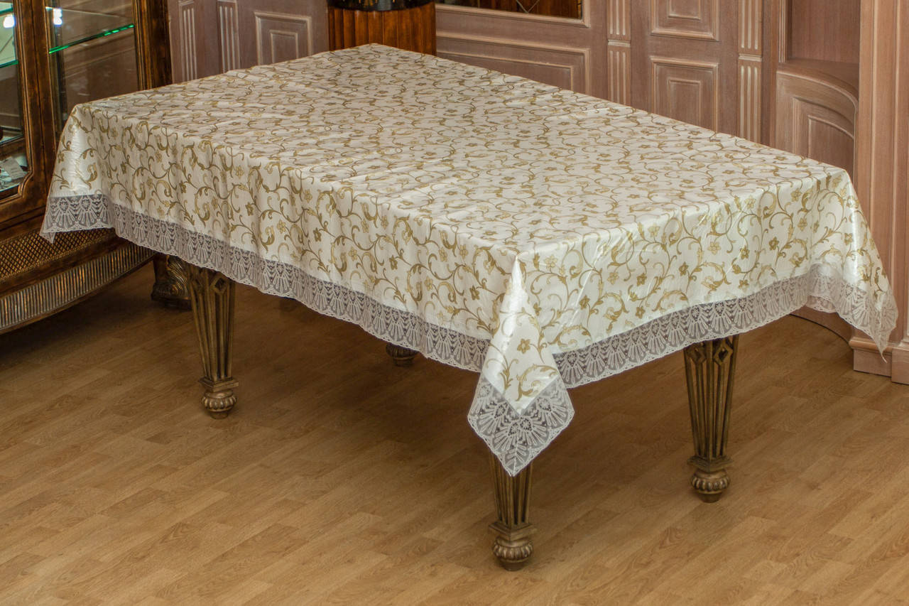 

Скатерть XOPC-M "PEARL" виниловая на фланелевой основе с виниловым кружевным ободком 150х230см 2882-3