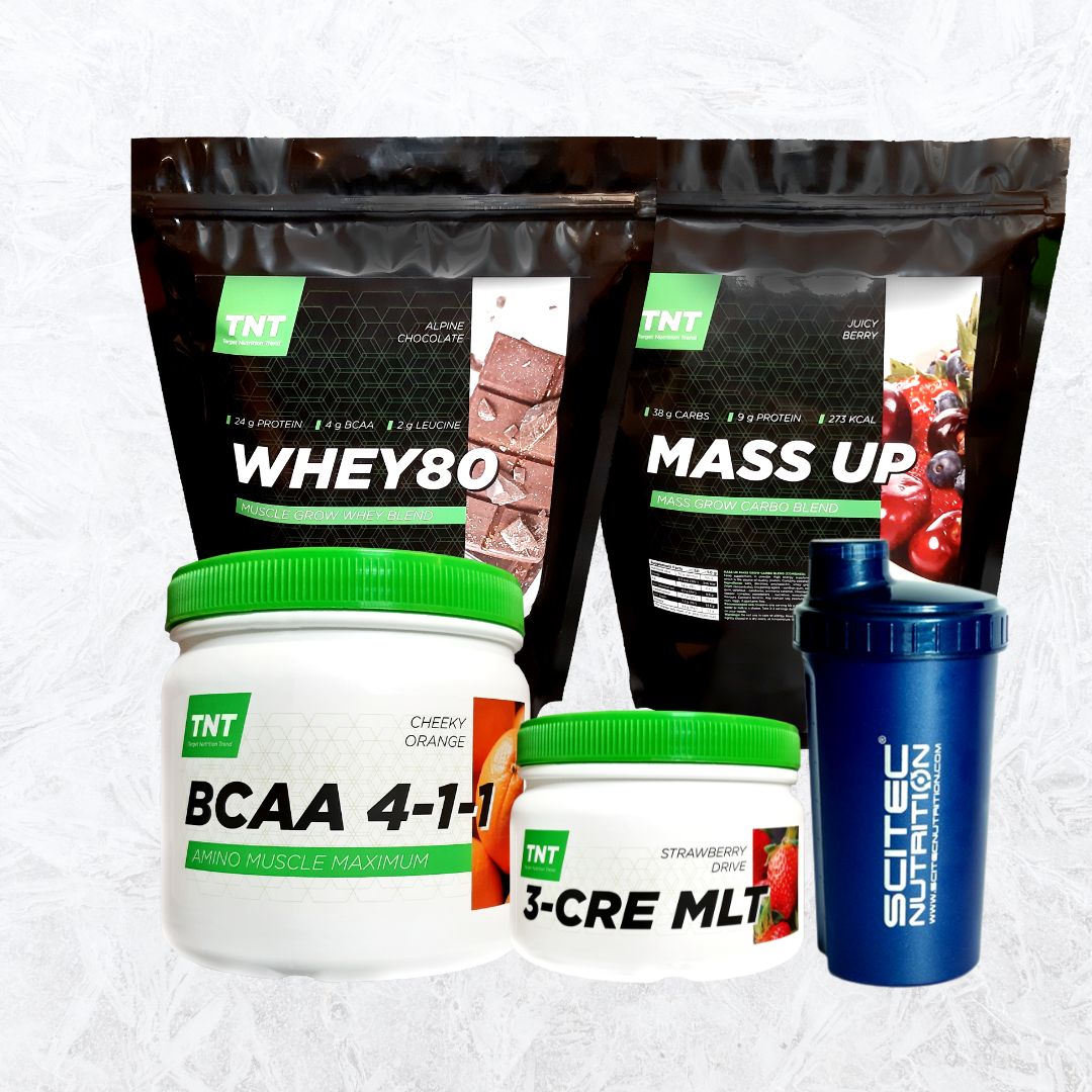 

Полный Масс комплект Протеин 2 кг Гейнер 2,5 кг ВСАА, Шейкер и Креатин в подарок!