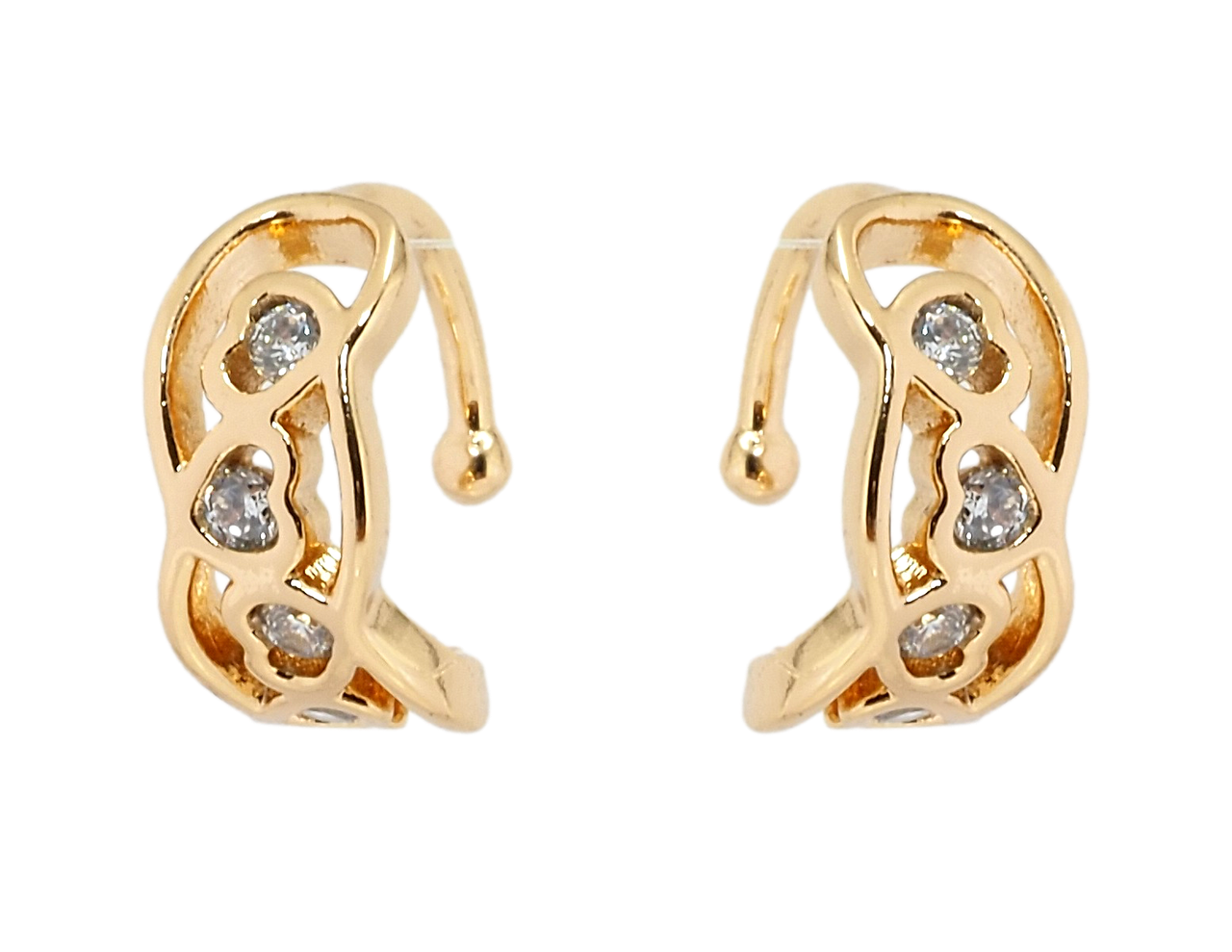 

Серьги Xuping Позолота 18K каффы "Сердечки с цирконием"