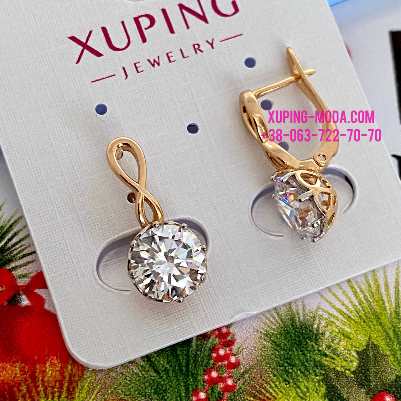 

Серьги Xuping 20х10мм. Цвет 18к + родий