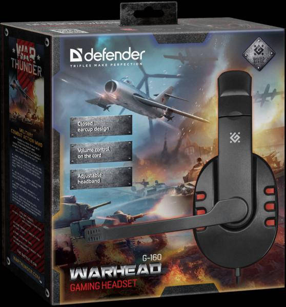 

Игровая гарнитура DEFENDER WARHEAD G-160 BLACK наушники игровые, Черный