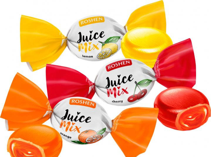 

Карамель льодяникова з начинкою Roshen Джус Мікс