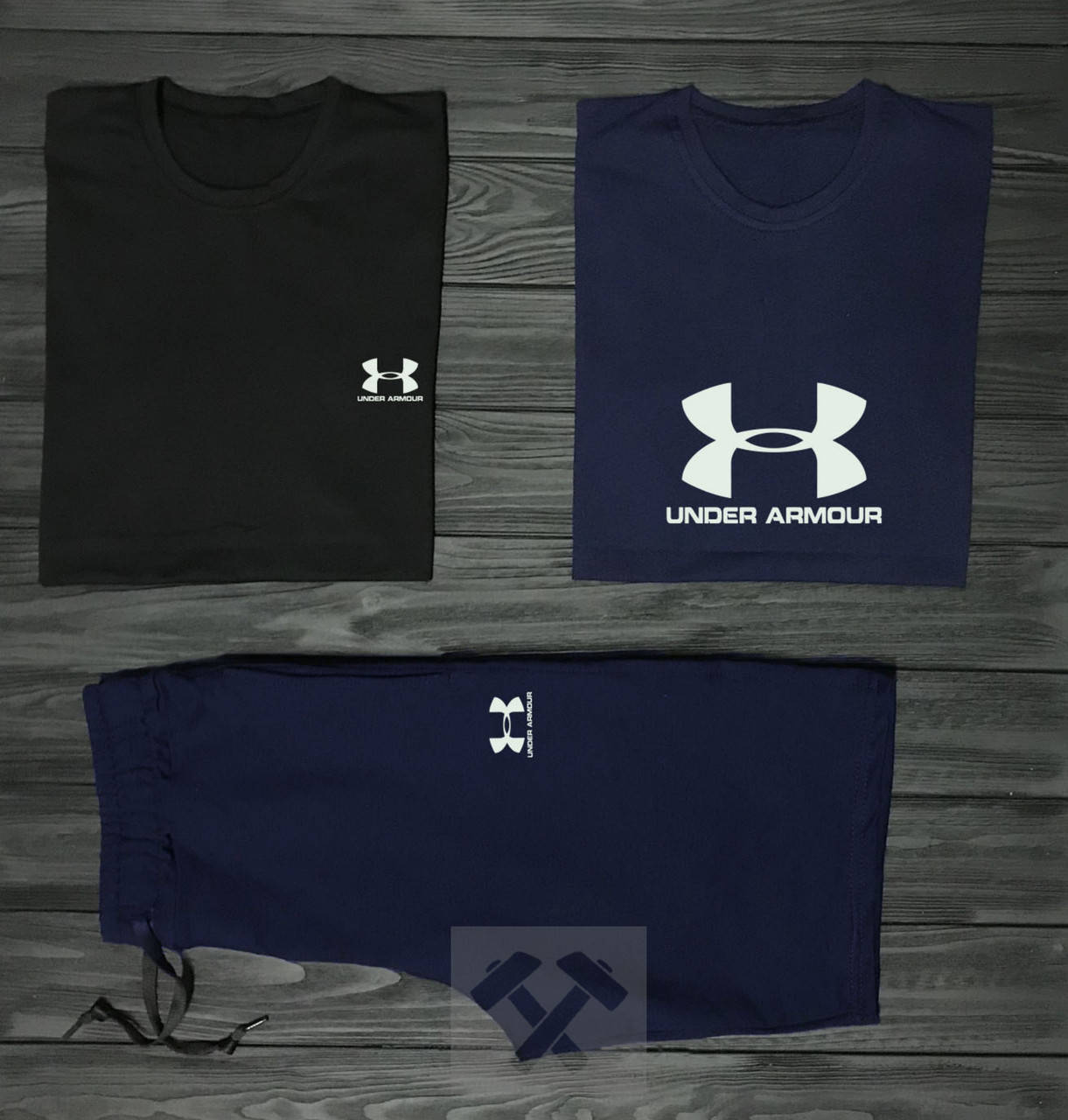 

Мужской комплект на лето, две футболки и шорты Андер Армор (Under Armour),