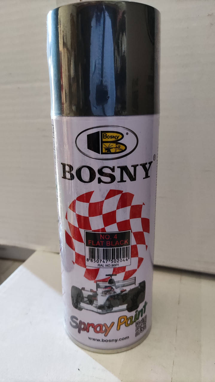 

Фарба аерозольна акрилова Bosny 400мл, біла глянцева №40, Черный