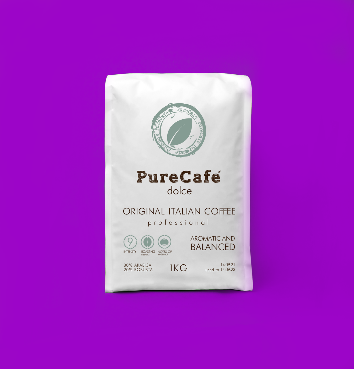 

Кофе PureCafe Dolce зерно 80% Арабики 20% Робусты Италия 1кг