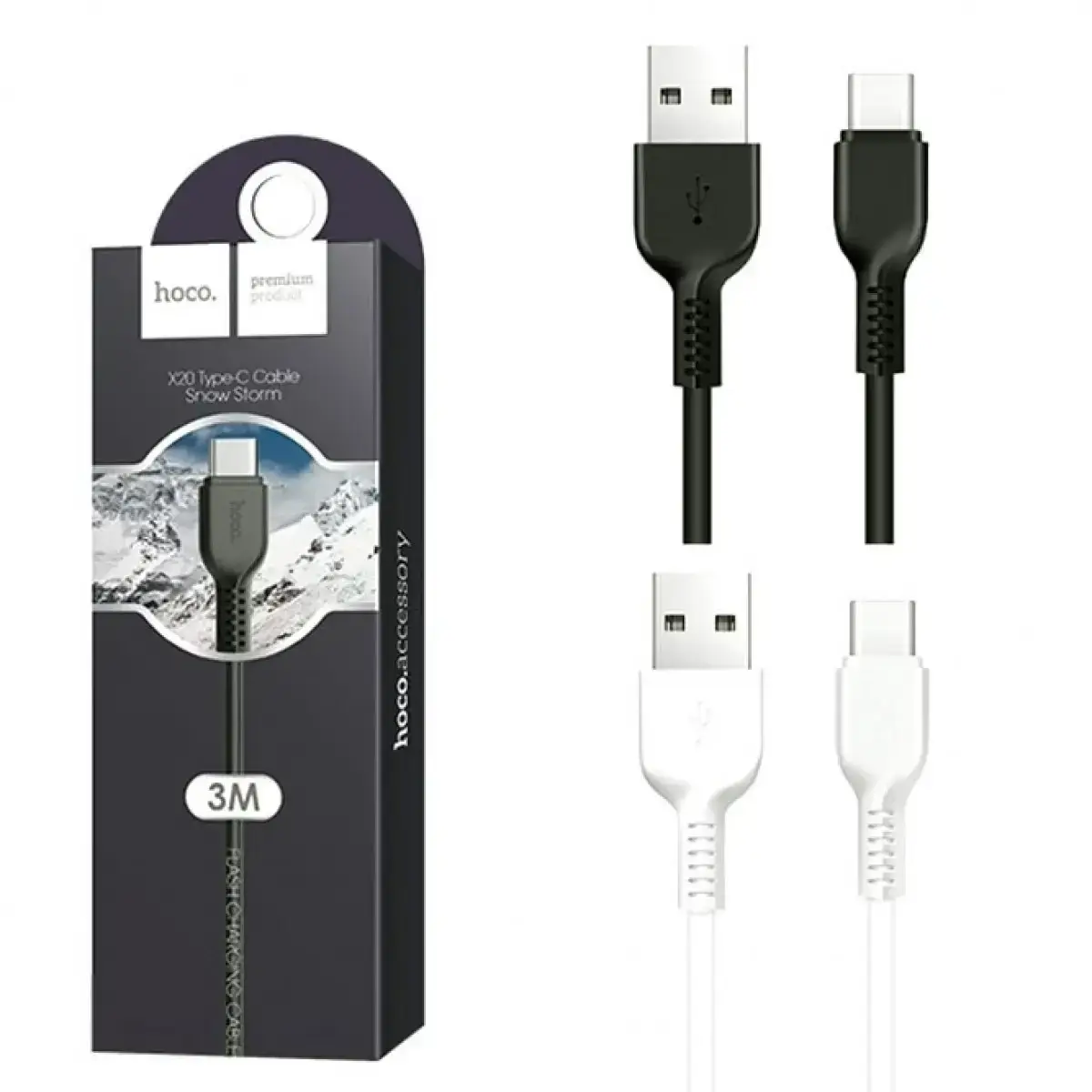

Кабель HOCO X20 TYPE C 3м 2.4A, Черный