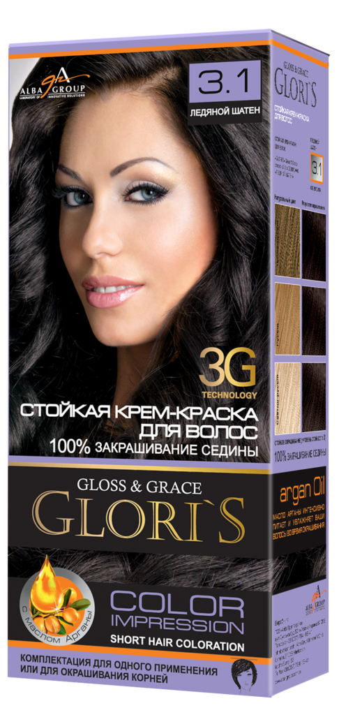 

Краска для волос 3.1 Ледяной Шатен, Gloris
