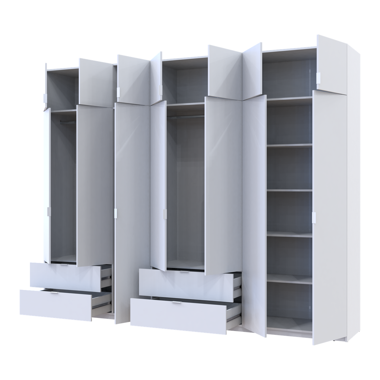 Розпашна Шафа для одягу Doros Лукас Білий 3+4 ДСП 300х50х240 (42005130) 2