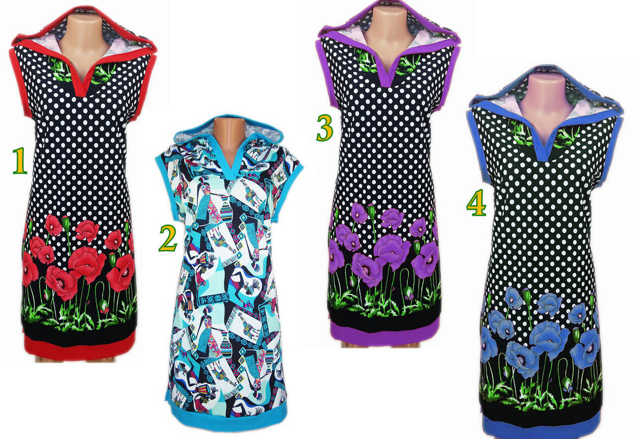 

Женская летняя туника с капюшоном. Оригинальная женская туника. Трикотажная женская туника большого размера