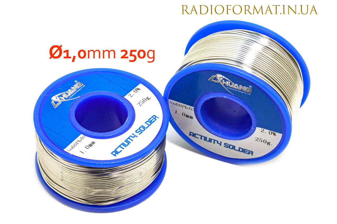 

Припой 1,0мм 250гр Sn60Pb40 с флюсом LICHUANG