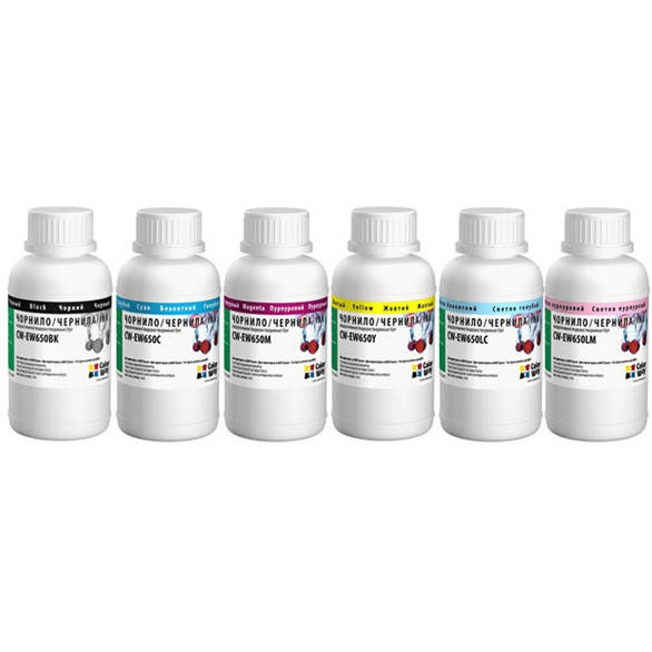 

Комплект чернил для Epson EW650 (6х200мл) CW-EW650SET02 ColorWay, Черный;синий;голубой;красный;светло красный;желтый