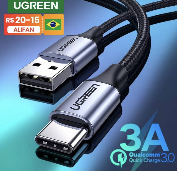 

UGREEN USB C Кабель Тип C Зарядний кабель,USB Type-C шнур для зарядки, Черный