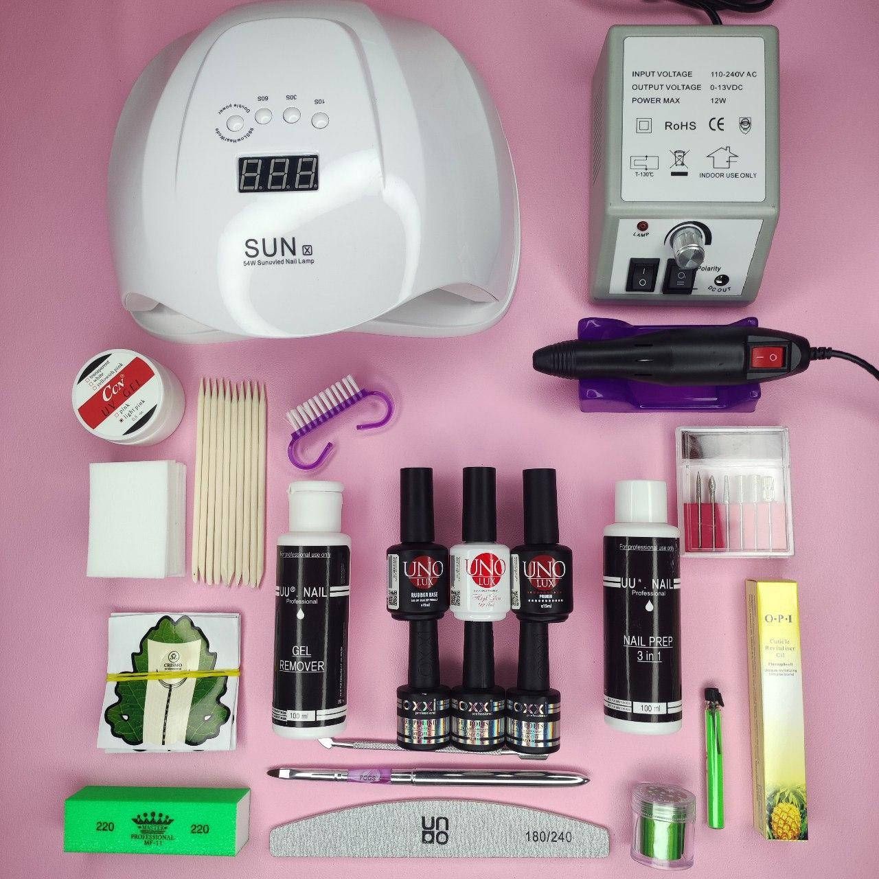 

Маникюрный набор для наращивания 25в1 Лампа, Фрейзер,Гель-лаки Маникюрный Набор