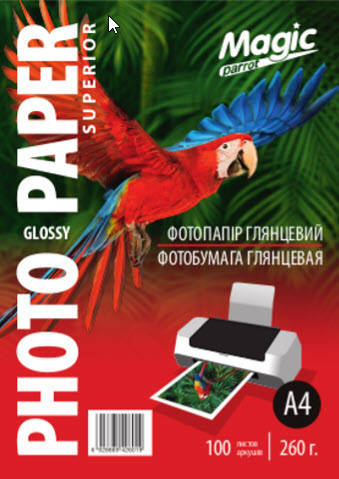 

Фотобумага Magic A4 глянцевая 260g (100л), Белый