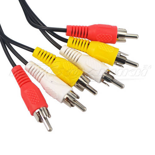 

Кабель Аудио-видео 3RCA-3RCA композитный (эконом качество), 1.2 м, Черный