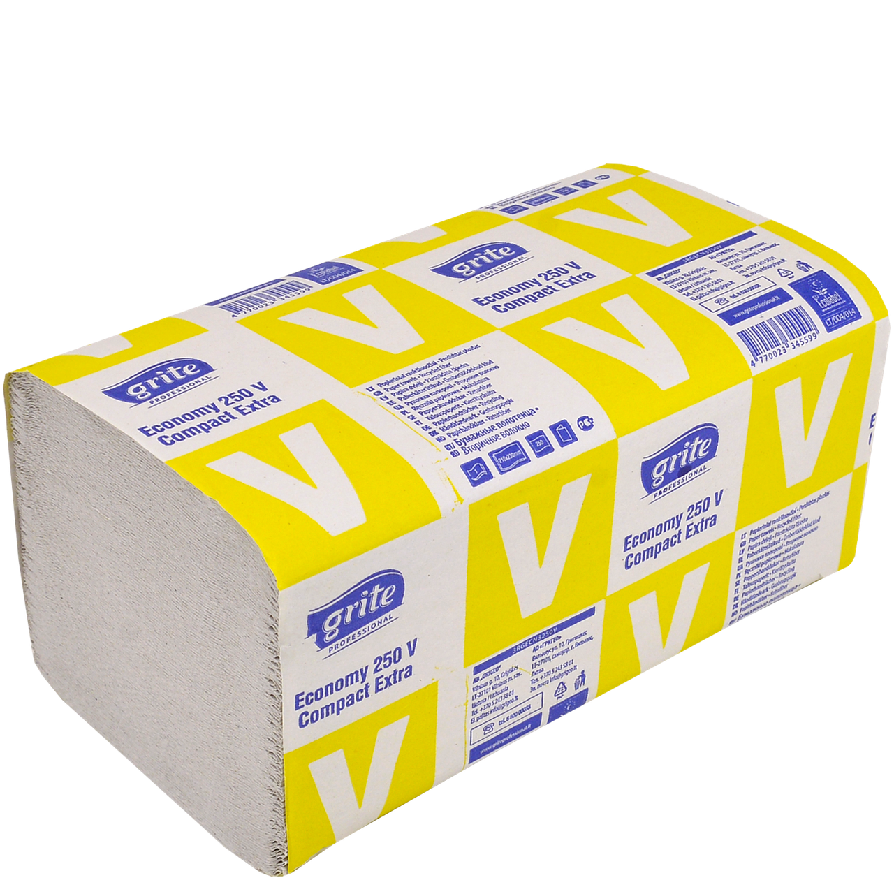 

Полотенца бумажные однослойные 210х230 мм"Grite Economy 250 V Compact Extra" уп/250шт, Серый