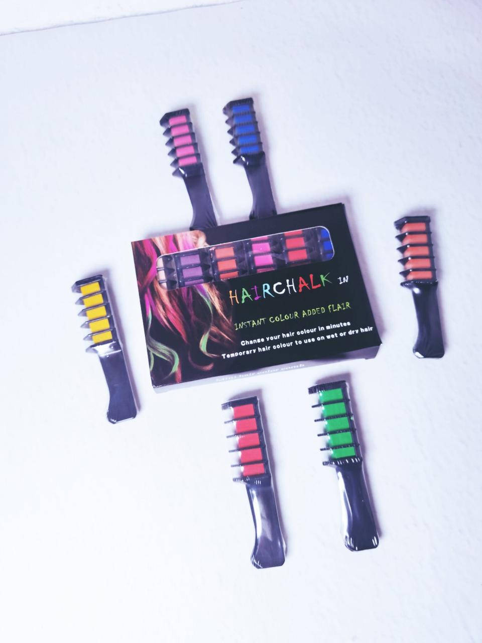 

Набор расчесок 6 шт с цветными мелками для волос Hair chalk