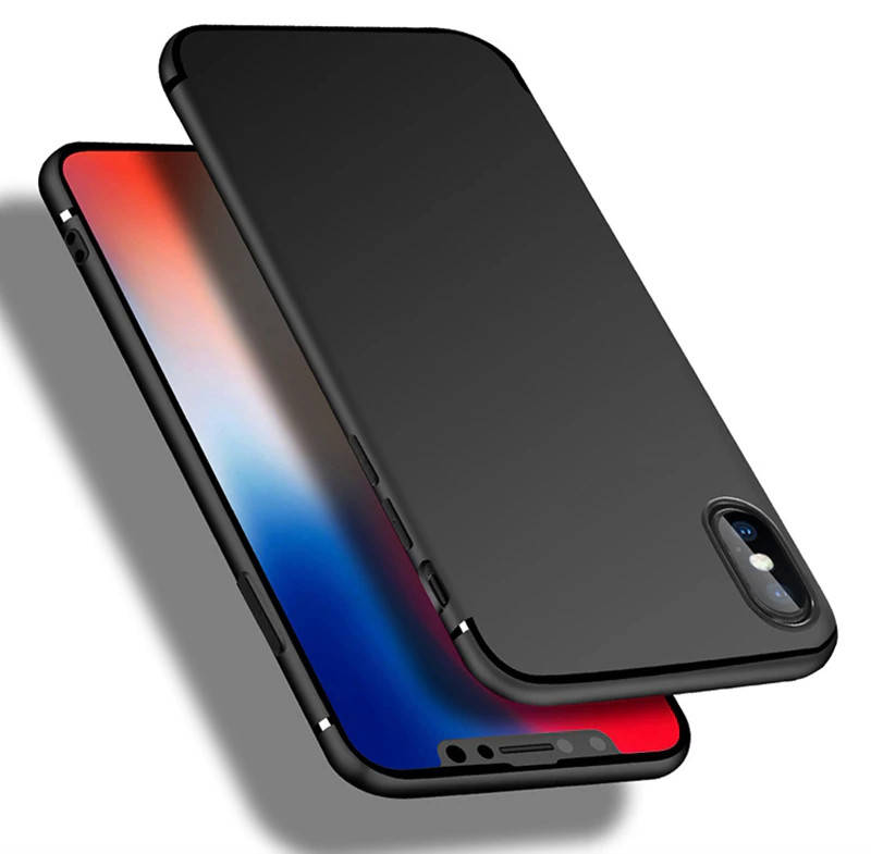 

Тонкий матовый чехол для iPhone X черный силиконовый