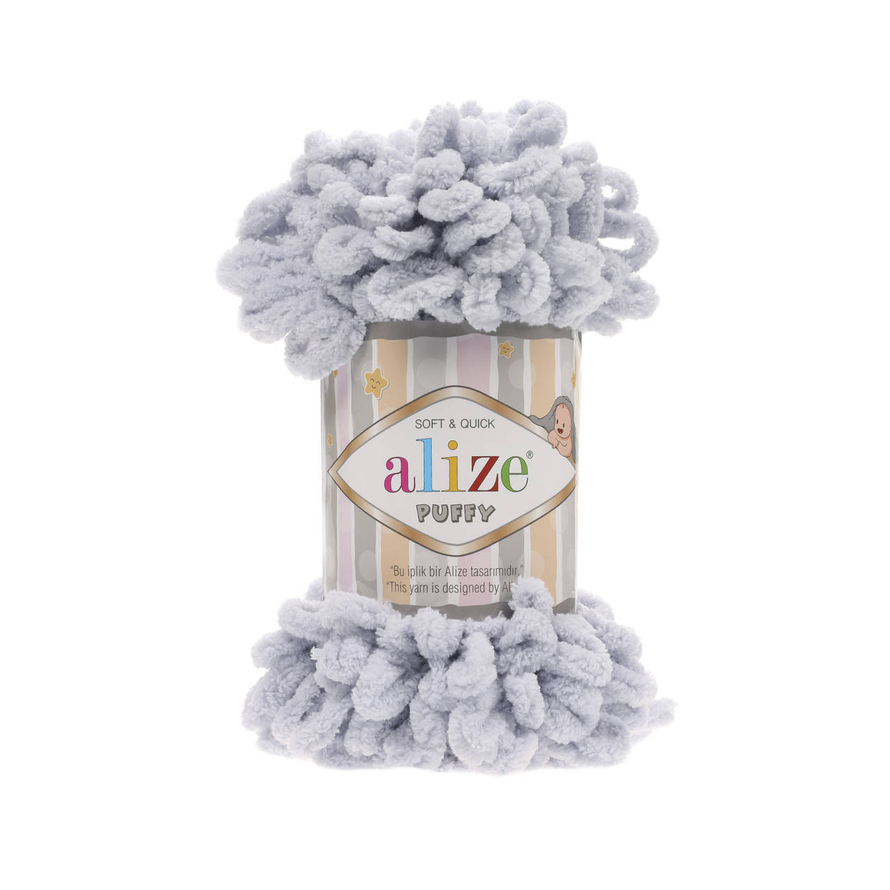 

Пряжа Alize Puffy 416 светло-серый (Пуффи Ализе) для вязания без спиц руками