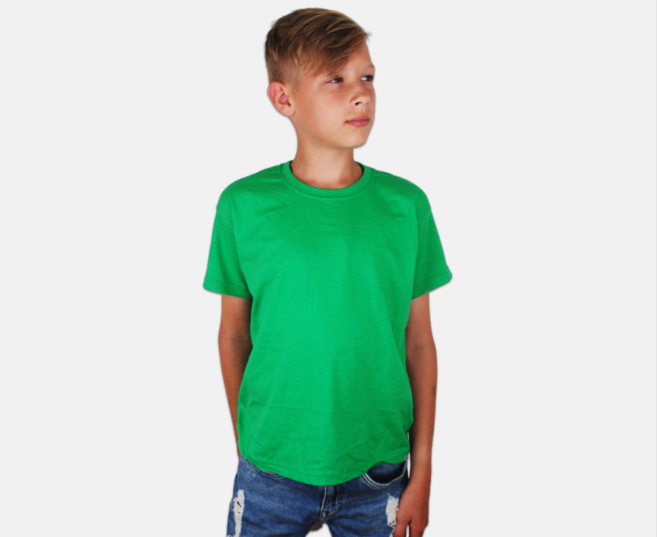 

Детская Классическая Футболка для Мальчиков Ярко-зелёная Fruit of the loom 61-033-47 12-13