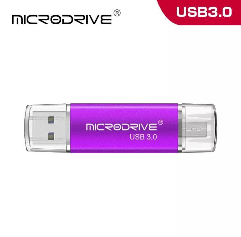 

Флешка USB и micro-USB + переходник Type-C юсб 3.0 Microdrive 32GB фиолетовый