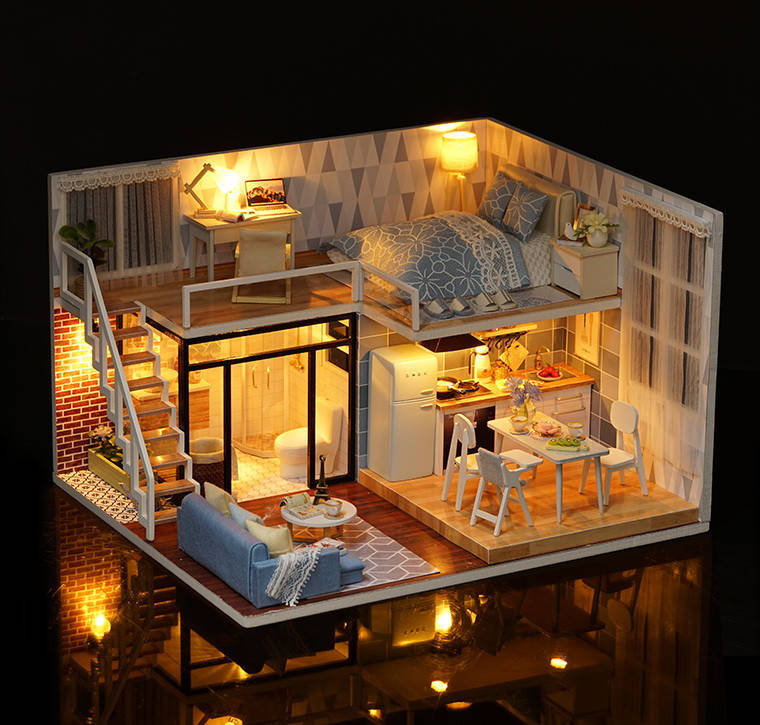 

Румбокс миниатюрный сборный дом DIY House Blue Time, Синий