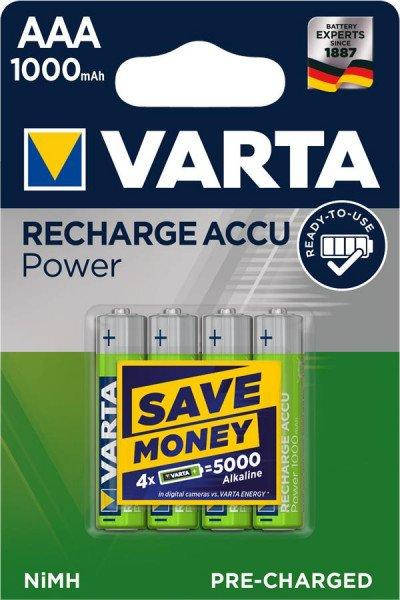 

Аккумуляторы Varta Rechargeable Accu AAA 1000 mAh BLI4 Ni-MH R2U (4008496594375)