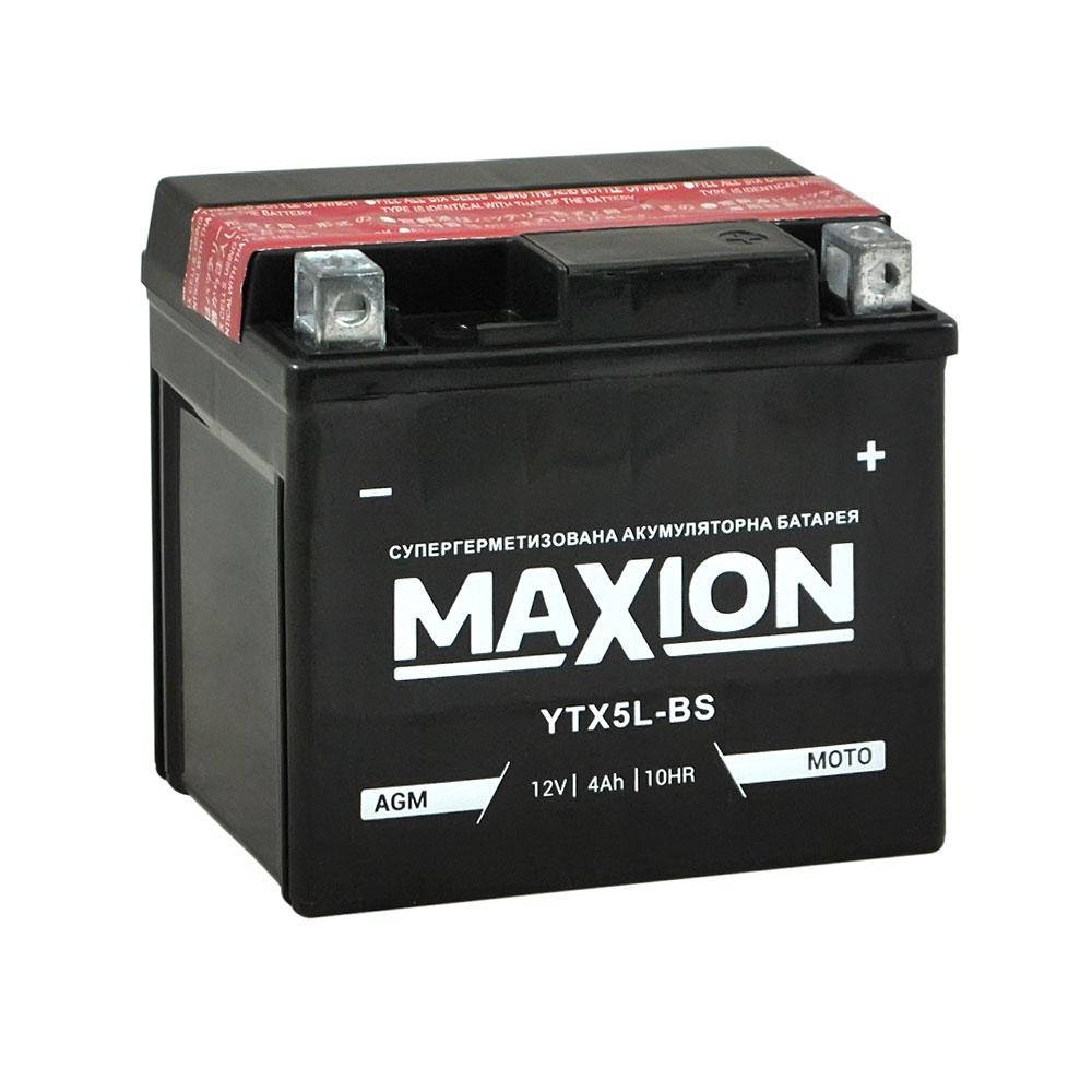 

Мото аккумулятор AGM MAXION YTX 5L-BS (12V, 4A)