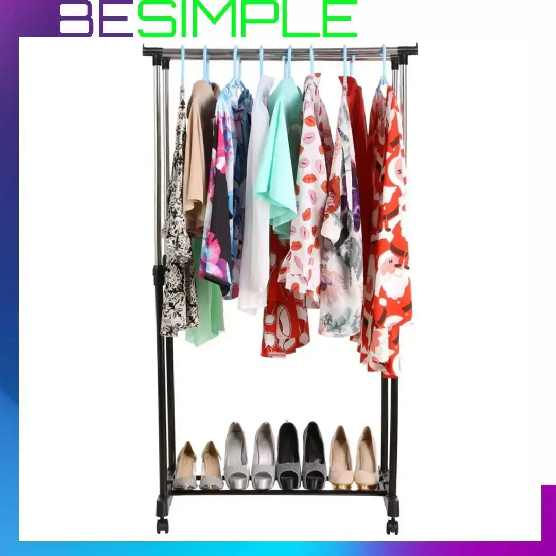 

Телескопическая стойка вешалка для одежды Double Pole WJF 001 Small 130x65x32 / Напольная вешалка