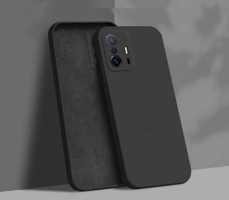 

Силиконовый чехол с микрофиброй для Xiaomi Mi 11t Pro черный матовый