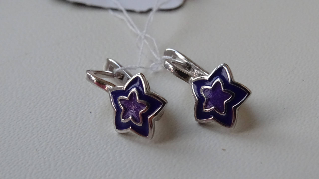 

Детские серьги с эмалью Звезды