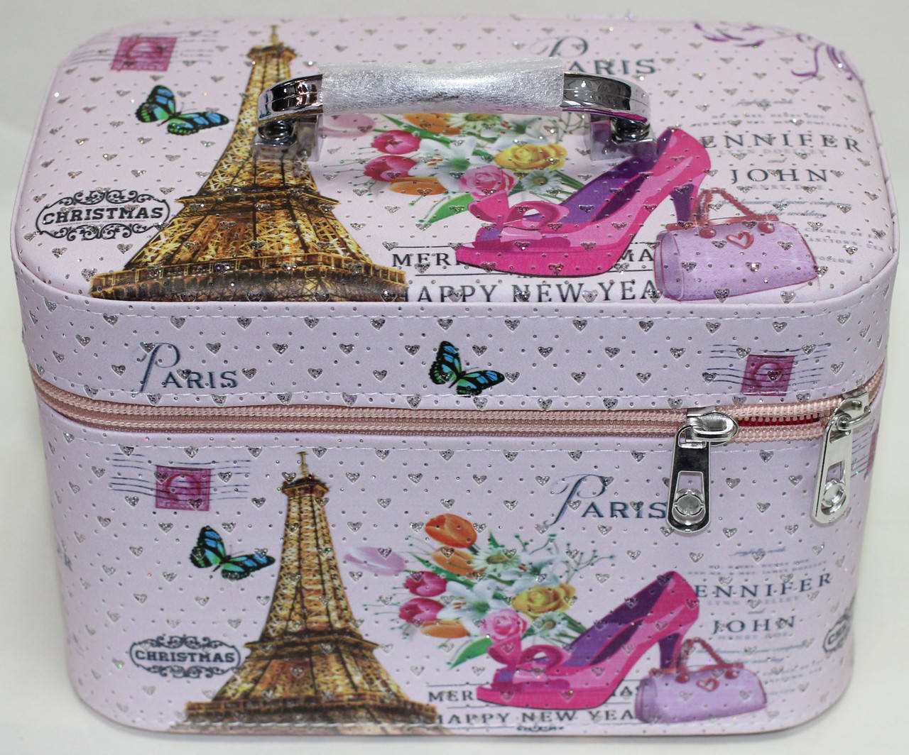 

Розовая косметичка-чемоданчик, среднего размера, Эйфелева башня, Розовый