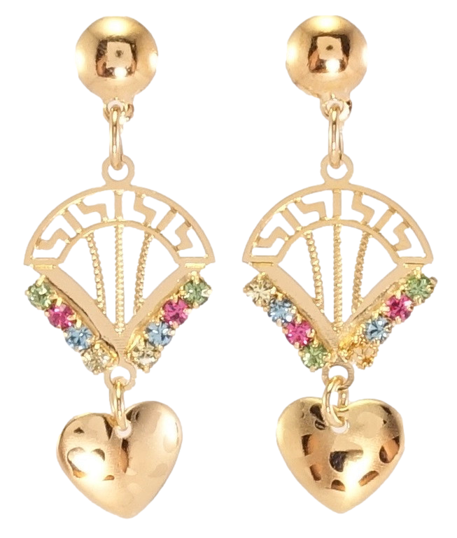 

Серьги Xuping Позолота 18K подвески на гвоздиках "Веер с сердечками"