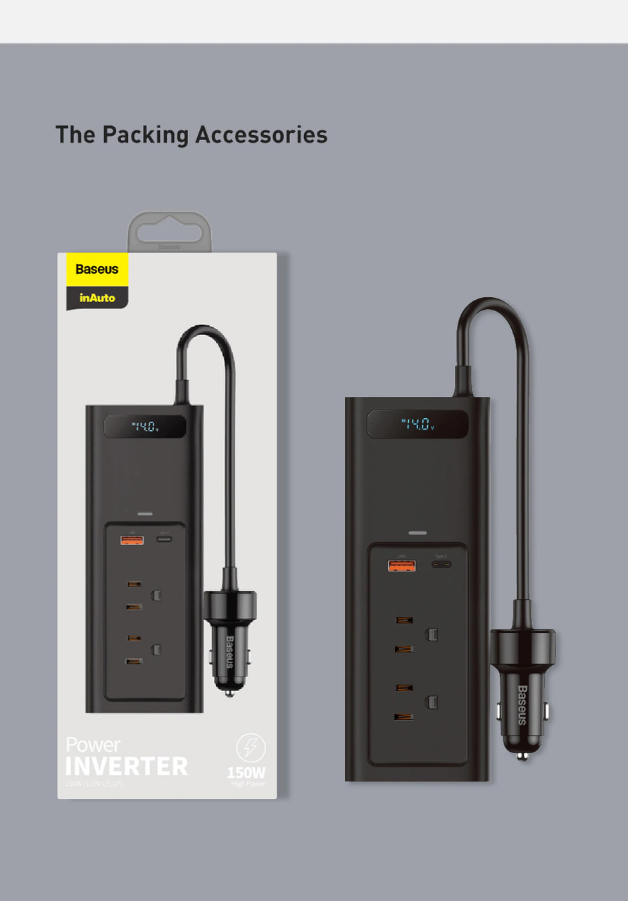 

Автомобильный инвертор Baseus, автоматический силовой инвертор с функцией быстрой зарядки, 12 в пост. Тока до